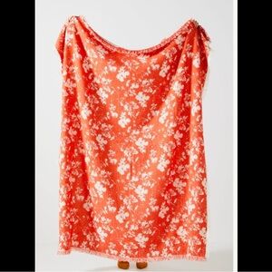 Anthropologie Poppy Chenille Throw Blanket in Red/Rouge